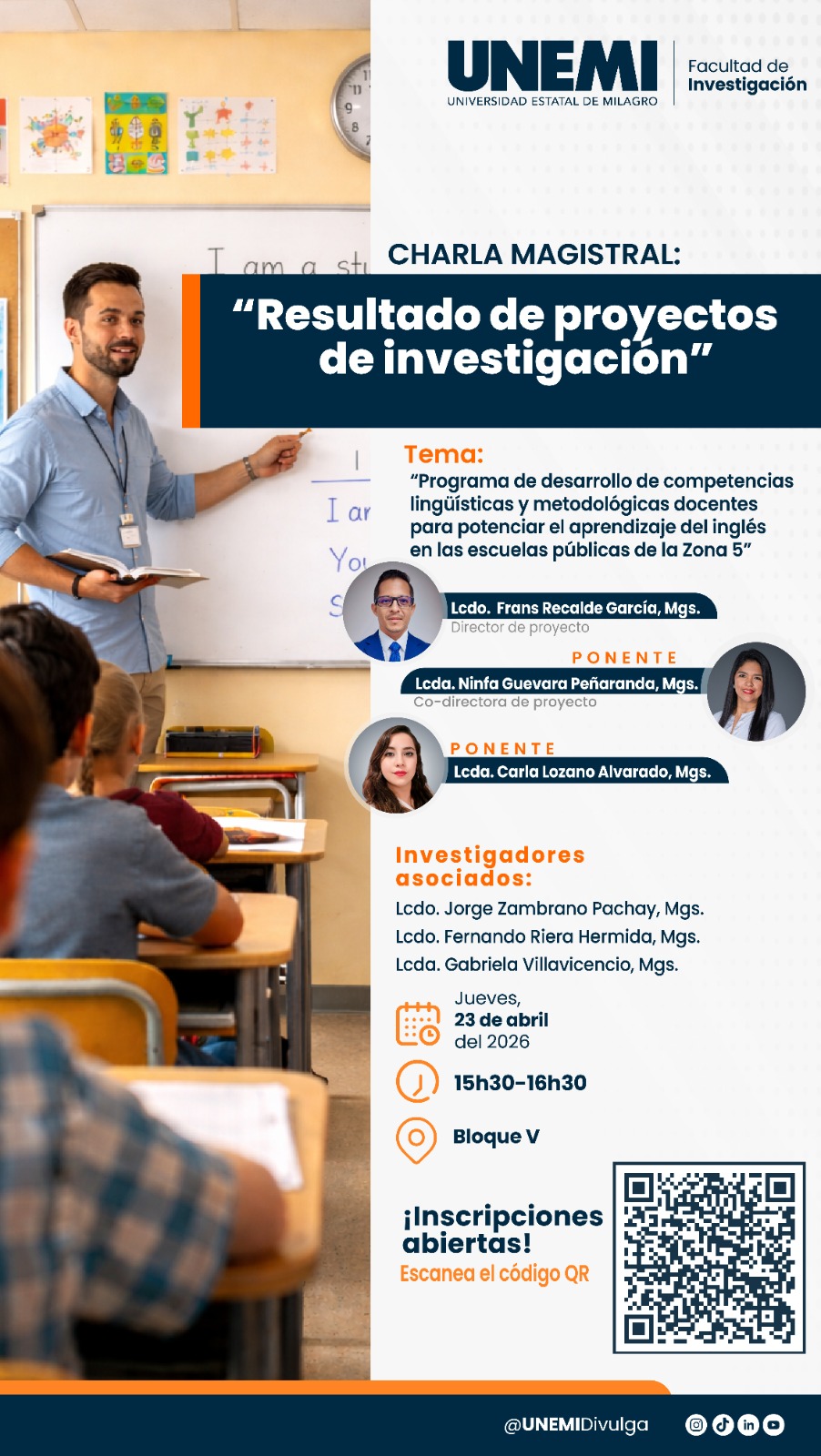 Charla Magistral - Divulgación de resultados Proyecto de Investigación